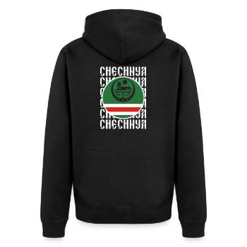 Chechnya Geschenk Grosny Ramsan Kadyrow Noxchi - Unisex Premium Bio Zip Hoodie - Schwarz - Hinten - Nico (187cm)