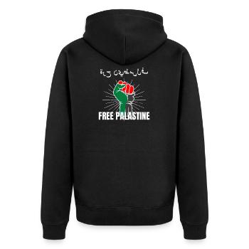 Free Palastine Tshirt Palästina - Unisex Premium Bio Zip Hoodie - Schwarz - Hinten - Nico (187cm)