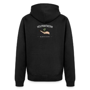 Heilpraktiker Heilpraktikerin Naturheilkunde Motiv - Unisex Premium Bio Zip Hoodie - Schwarz - Hinten - Nico (187cm)