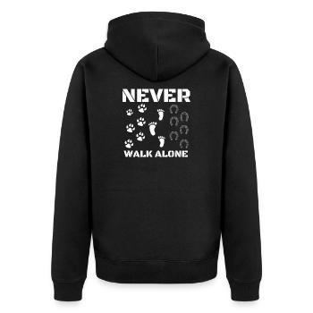 Never Walk alone Hund Pferd - Unisex Premium Bio Zip Hoodie - Schwarz - Hinten - Nico (187cm)