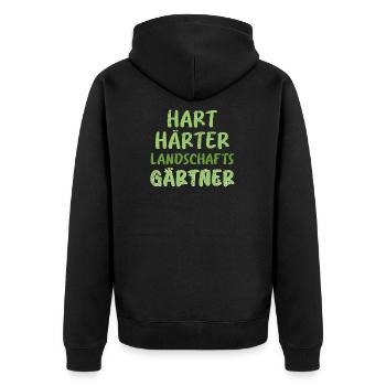 Hart Härter Landschaftsgärtner Job Arbeit - Unisex Premium Bio Zip Hoodie - Schwarz - Hinten - Nico (187cm)