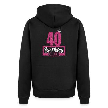 40. Geburtstag 40 Jahre 40er Birthday Queen - Unisex Premium Bio Zip Hoodie - Schwarz - Hinten - Nico (187cm)