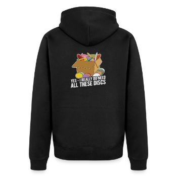 Discgolf Spruch für einen Discgolf Spieler - Unisex Premium Bio Zip Hoodie - Schwarz - Hinten - Nico (187cm)