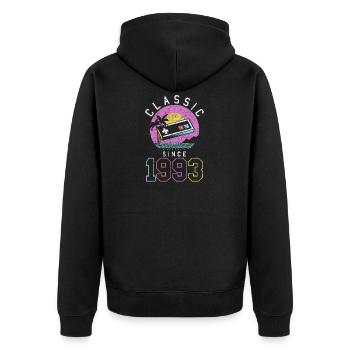 Vintage 1993 93 Birthday Retro Vintage Gift - Unisex Premium Organic Zip Hoodie - black - Back - Nico (187cm)
