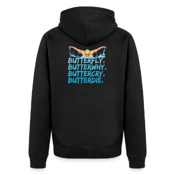 Schwimmen Spruch für einen Schwimmer - Unisex Premium Bio Zip Hoodie - Schwarz - Hinten - Nico (187cm)
