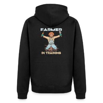 Retro Farmer In Training Farming Animals - Unisex Premium Organic Zip Hoodie - black - Back - Nico (187cm)