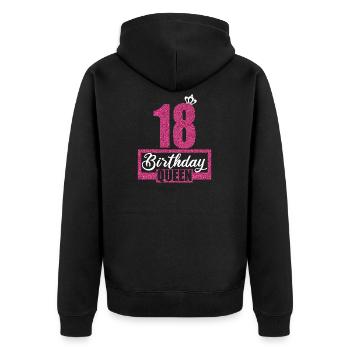 18. Geburtstag 18 Jahre 18er Birthday Queen - Unisex Premium Bio Zip Hoodie - Schwarz - Hinten - Nico (187cm)
