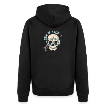 Speargun Spearfishing Skull Freediver - Unisex Premium Bio Zip Hoodie - Schwarz - Hinten - Nico (187cm)