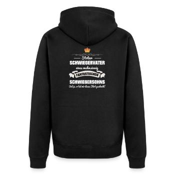 Schwiegervater Schwiegersohn Schwiegerpapa - Unisex Premium Bio Zip Hoodie - Schwarz - Hinten - Nico (187cm)