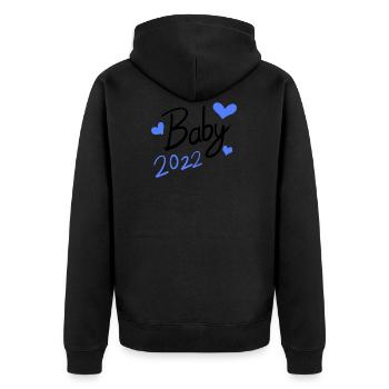 Baby 2022 - Neugeborenes 2022 - Unisex Premium Bio Zip Hoodie - Schwarz - Hinten - Nico (187cm)
