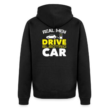 E Car Electric Car Green - Unisex Premium Organic Zip Hoodie - black - Back - Nico (187cm)