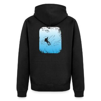 Canyoning - Unisex Premium Organic Zip Hoodie - black - Back - Nico (187cm)