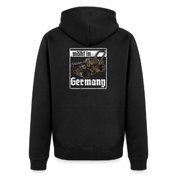 Mähen für Männer Rasenmähen Rasenpflege Garten - Unisex Premium Bio Zip Hoodie - Schwarz - Hinten - Nico (187cm)