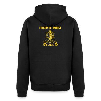 I Stand With Israel Support | Freund Israel - Unisex Premium Bio Zip Hoodie - Schwarz - Hinten - Nico (187cm)