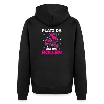 Inline Skates Damen Rollen für Inline-Skates - Unisex Premium Bio Zip Hoodie - Schwarz - Hinten - Nico (187cm)