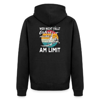 Windsurfen sup mit Segel Surfing Windsurfing - Unisex Premium Bio Zip Hoodie - Schwarz - Hinten - Nico (187cm)