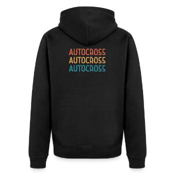 Autocross Motorsport - Unisex Premium Bio Zip Hoodie - Schwarz - Hinten - Nico (187cm)