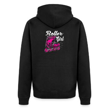 Roller Girl Inline Skates Damen Rollen Skatend - Unisex Premium Bio Zip Hoodie - Schwarz - Hinten - Nico (187cm)