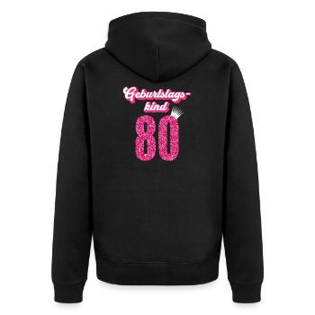 80. Geburtstag 80 Jahre 80er Geburtstagskind - Unisex Premium Bio Zip Hoodie - Schwarz - Hinten - Nico (187cm)