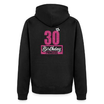 30. Geburtstag 30 Jahre 30er Birthday Princess - Unisex Premium Bio Zip Hoodie - Schwarz - Hinten - Nico (187cm)