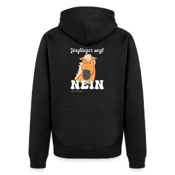 Haflinger sagt Nein schlechte Laune Pferd lustiges - Unisex Premium Bio Zip Hoodie - Schwarz - Hinten - Nico (187cm)