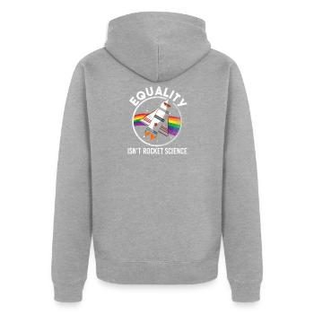 Gay Pride - Veste à capuche bio Premium Unisexe - gris chiné - Dos - Nico (187cm)