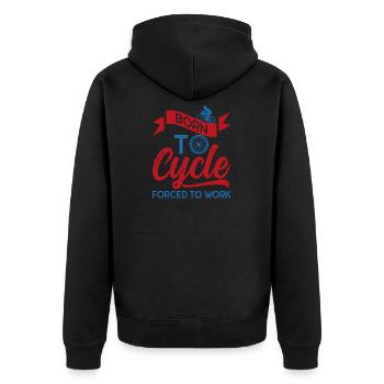 Born to cycle Geschenk Fahrrad Radfahrer Sport - Unisex Premium Bio Zip Hoodie - Schwarz - Hinten - Nico (187cm)