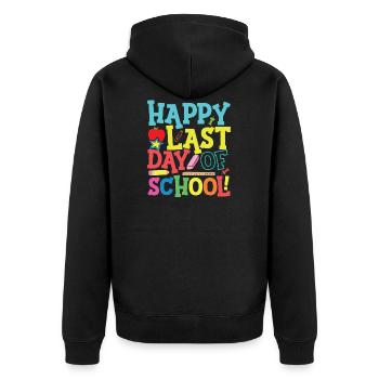 Letzter Schultag - Unisex Premium Bio Zip Hoodie - Schwarz - Hinten - Nico (187cm)
