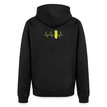 Maiskolben Herzschlag EKG Herzfrequenz - Unisex Premium Bio Zip Hoodie - Schwarz - Hinten - Nico (187cm)
