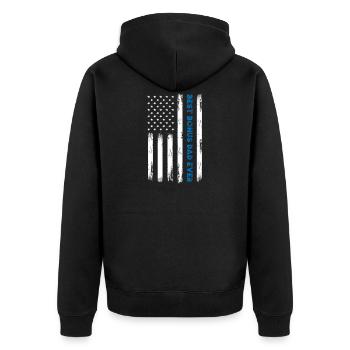 Bonus Papa - Unisex Premium Bio Zip Hoodie - Schwarz - Hinten - Nico (187cm)