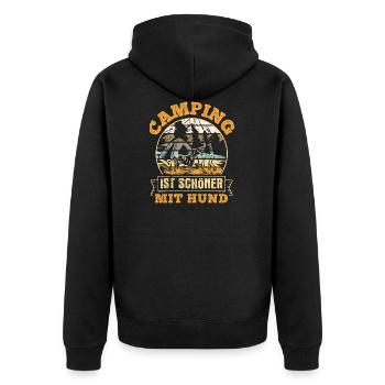 Camping Hund Wohnmobil Hund Camper Geschenk Hundeb - Unisex Premium Bio Zip Hoodie - Schwarz - Hinten - Nico (187cm)