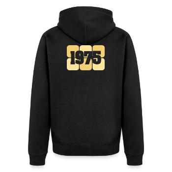 Né en 1975 - Veste à capuche bio Premium Unisexe - noir - Dos - Nico (187cm)