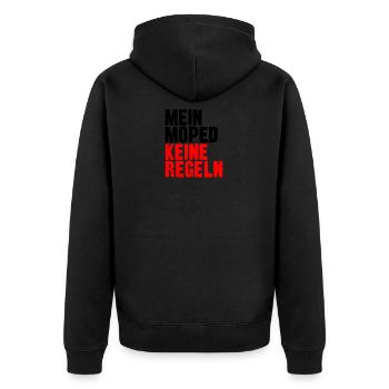 Mopedfahrer Moped fahren Retro Vintage Zweitakt - Unisex Premium Bio Zip Hoodie - Schwarz - Hinten - Nico (187cm)