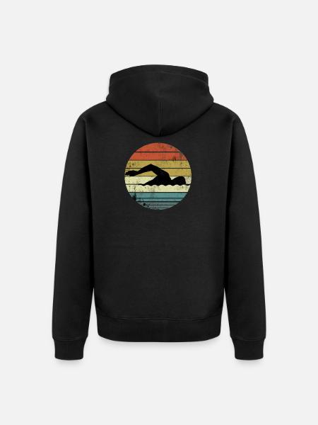Swim Swimming Summer Retro Gift - Unisex Premium Organic Zip Hoodie - black