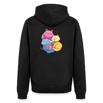 Pansexual Kawaii Cat, Anime Art Pan Pride - Unisex Premium Organic Zip Hoodie - black - Back - Nico (187cm)