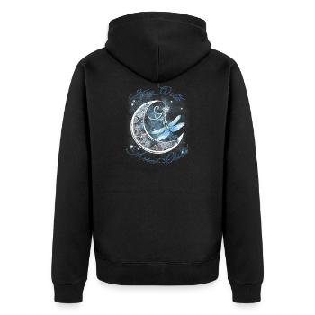 Wild Moonchild Live by the sun Love by the moon - Unisex Premium Bio Zip Hoodie - Schwarz - Hinten - Nico (187cm)