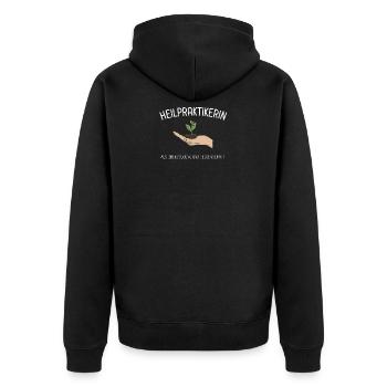 Heilpraktiker Heilpraktikerin Naturheilkunde Motiv - Unisex Premium Bio Zip Hoodie - Schwarz - Hinten - Nico (187cm)