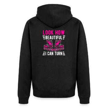 Inline skates women Look how nice turning - Unisex Premium Organic Zip Hoodie - black - Back - Nico (187cm)