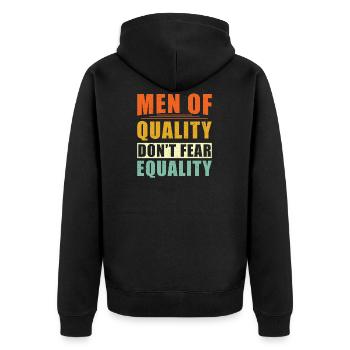 Gleichberechtigung Frau Mann - Unisex Premium Bio Zip Hoodie - Schwarz - Hinten - Nico (187cm)