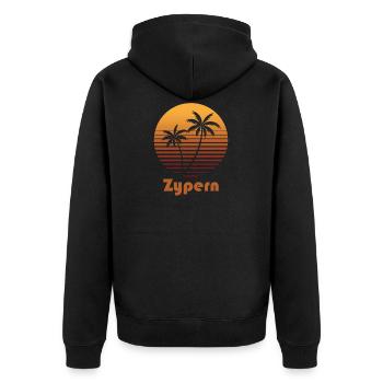 Zypern - Unisex Premium Bio Zip Hoodie - Schwarz - Hinten - Nico (187cm)