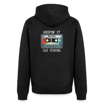 Old School Mixtape Music 90s Hip Hop - Unisex Premium Organic Zip Hoodie - black - Back - Nico (187cm)