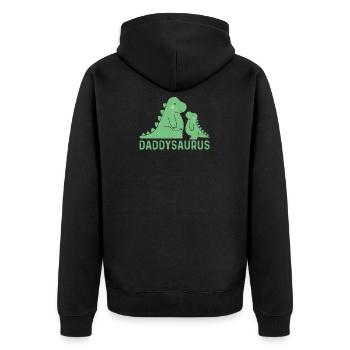 Daddysaurus Rex Funny Dad Gift - Unisex Premium Organic Zip Hoodie - black - Back - Nico (187cm)