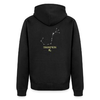 Skorpion Sternzeichen - Unisex Premium Bio Zip Hoodie - Schwarz - Hinten - Nico (187cm)
