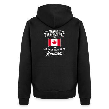 Kanada Flagge - Unisex Premium Bio Zip Hoodie - Schwarz - Hinten - Nico (187cm)
