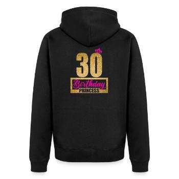 30. Geburtstag 30 Jahre 30er Birthday Princess - Unisex Premium Bio Zip Hoodie - Schwarz - Hinten - Nico (187cm)