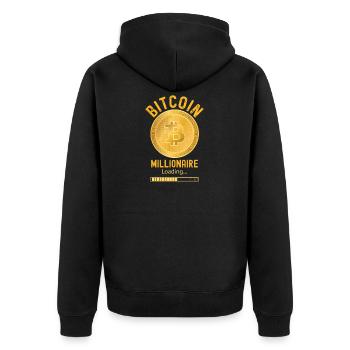 Bitcoin Millionär wird geladen - Unisex Premium Bio Zip Hoodie - Schwarz - Hinten - Nico (187cm)