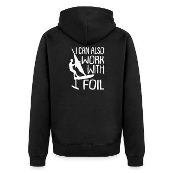 I can also windsurf with Foil Foil - Unisex Premium Organic Zip Hoodie - black - Back - Nico (187cm)