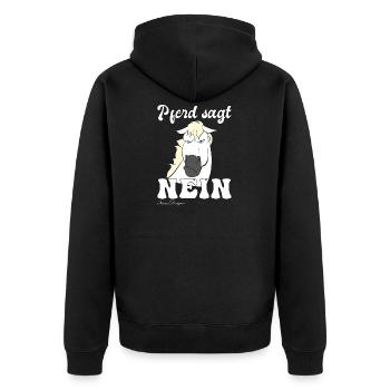 Schimmel sagt Nein lustiges und süßes Pferde - Unisex Premium Bio Zip Hoodie - Schwarz - Hinten - Nico (187cm)