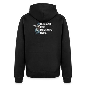 Aviation design for your aircraft mechanic - Unisex Premium Organic Zip Hoodie - black - Back - Nico (187cm)