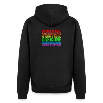 Rainbow Clothes LGBT Man LGBTQ Gay Pride Outfit - Unisex Premium Organic Zip Hoodie - black - Back - Nico (187cm)